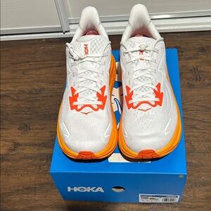 Hoka White and Orange Athletic Shoes